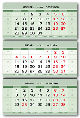 Блок календарный 2024 Европа МИНИ 3-сп зеленый металлик 297*145 мм упаковка